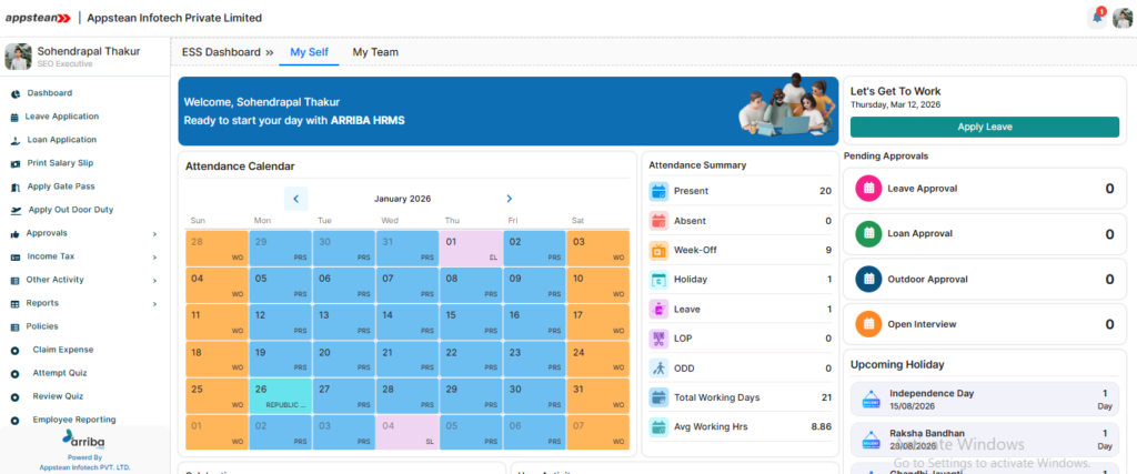 Arriba HRMS Dashboard